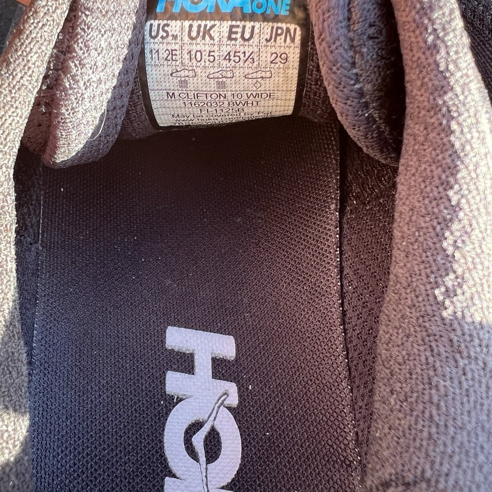 Hoka Clifton 10 Black Running Shoes Mens Size 11 2E Wide US Comfort 1162032 BWHT - Picture 8 of 8